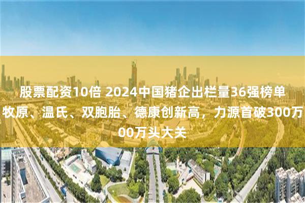 股票配资10倍 2024中国猪企出栏量36强榜单出炉！牧原、温氏、双胞胎、德康创新高，力源首破300万头大关